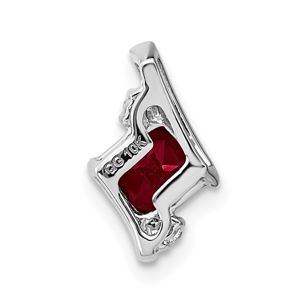 Sterling Silver Antique Cushion Cr. Ruby And Diamond Pendant