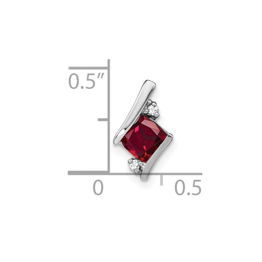 Sterling Silver Antique Cushion Cr. Ruby And Diamond Pendant