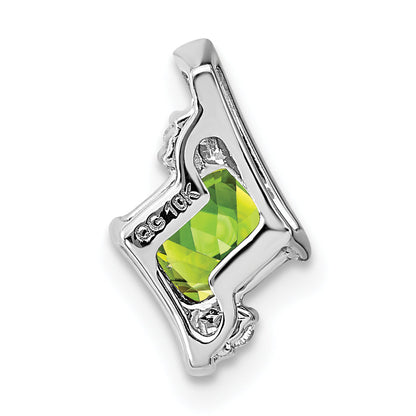 10K White Gold Cushion Peridot And Diamond Chain Slide