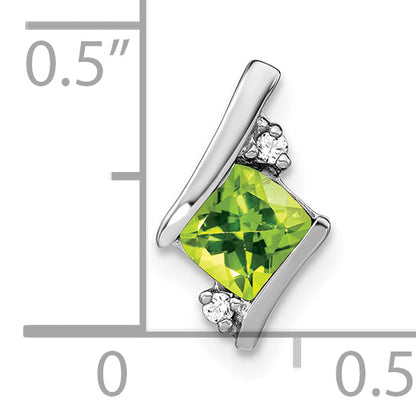 10K White Gold Cushion Peridot And Diamond Chain Slide