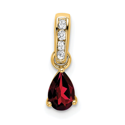 10K Yellow Gold Pear Garnet And Diamond Pendant