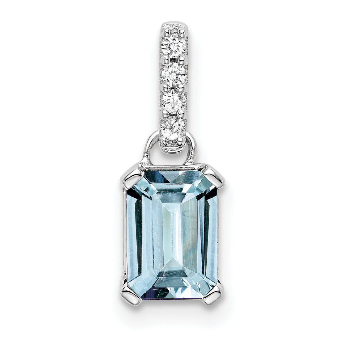 10K White Gold Aquamarine And Diamond Pendant