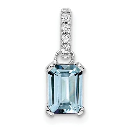 10K White Gold Aquamarine And Diamond Pendant