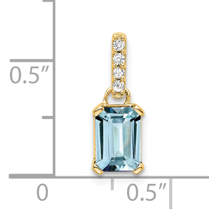 10K Yellow Gold Aquamarine And Diamond Pendant