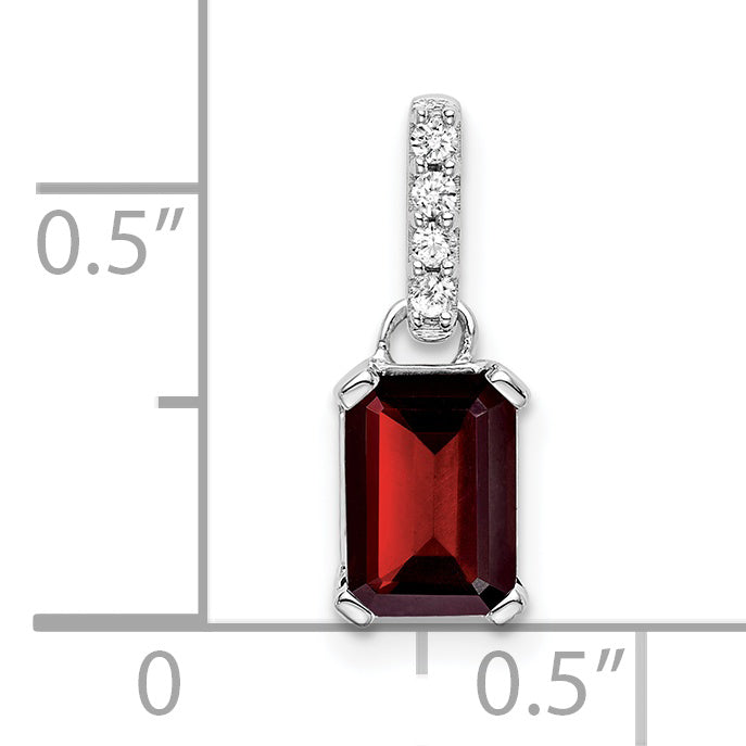 10K White Gold Garnet And Diamond Pendant