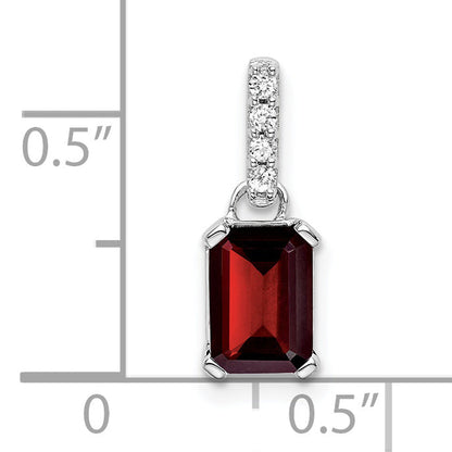 10K White Gold Garnet And Diamond Pendant