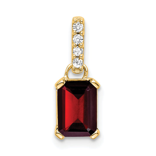 10K Yellow Gold Garnet And Diamond Pendant