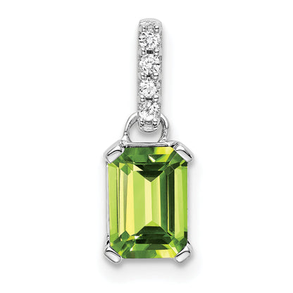 10K White Gold Peridot And Diamond Pendant