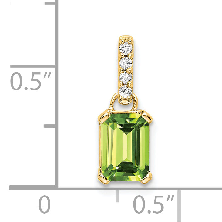 10K Yellow Gold Peridot And Diamond Pendant