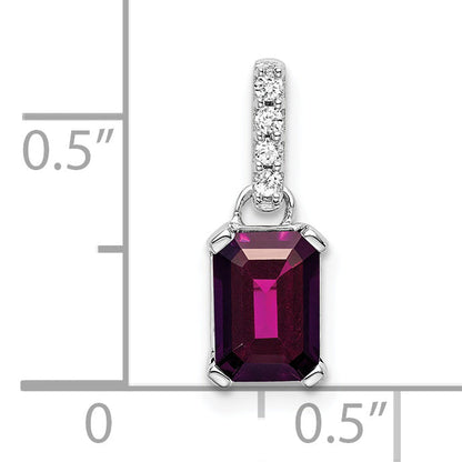10K White Gold Rhodolite Garnet And Diamond Pendant