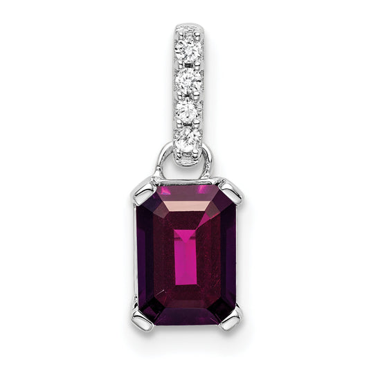 10K White Gold Rhodolite Garnet And Diamond Pendant