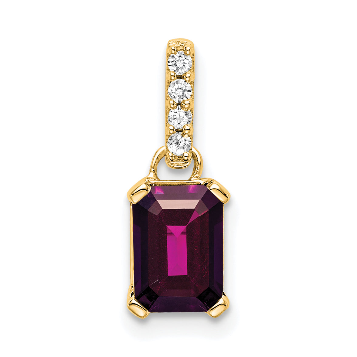 10K Yellow Gold Rhodolite Garnet And Diamond Pendant