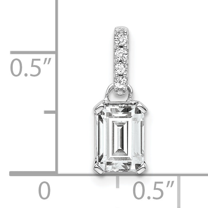 10K White Gold Topaz And Diamond Pendant