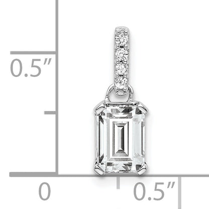 10K White Gold Topaz And Diamond Pendant