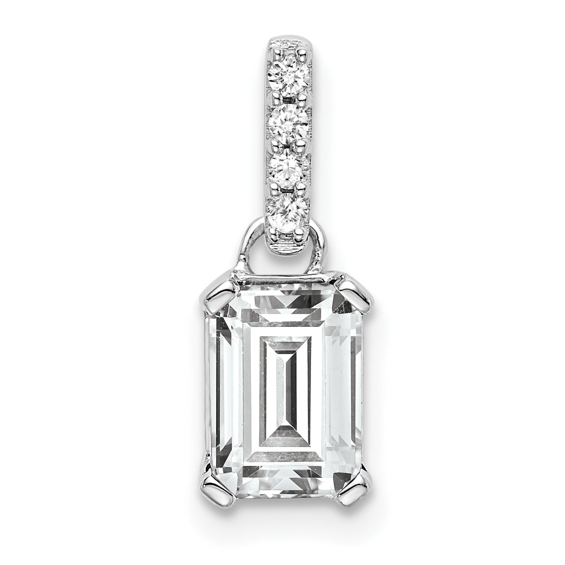 10K White Gold Topaz And Diamond Pendant