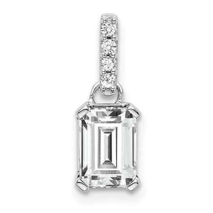 10K White Gold Topaz And Diamond Pendant