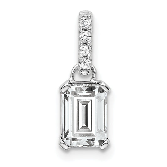 10K White Gold Topaz And Diamond Pendant