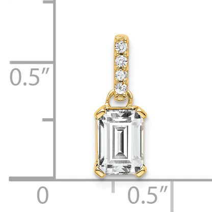 10K Yellow Gold White Topaz And Diamond Pendant
