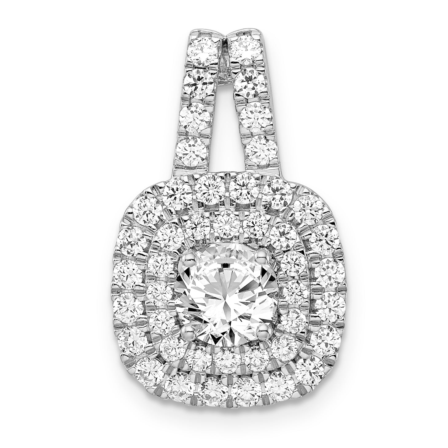 14k White Gold 14kw VS/SI+ G+ Lab Grown Diamond Double Halo Pendant