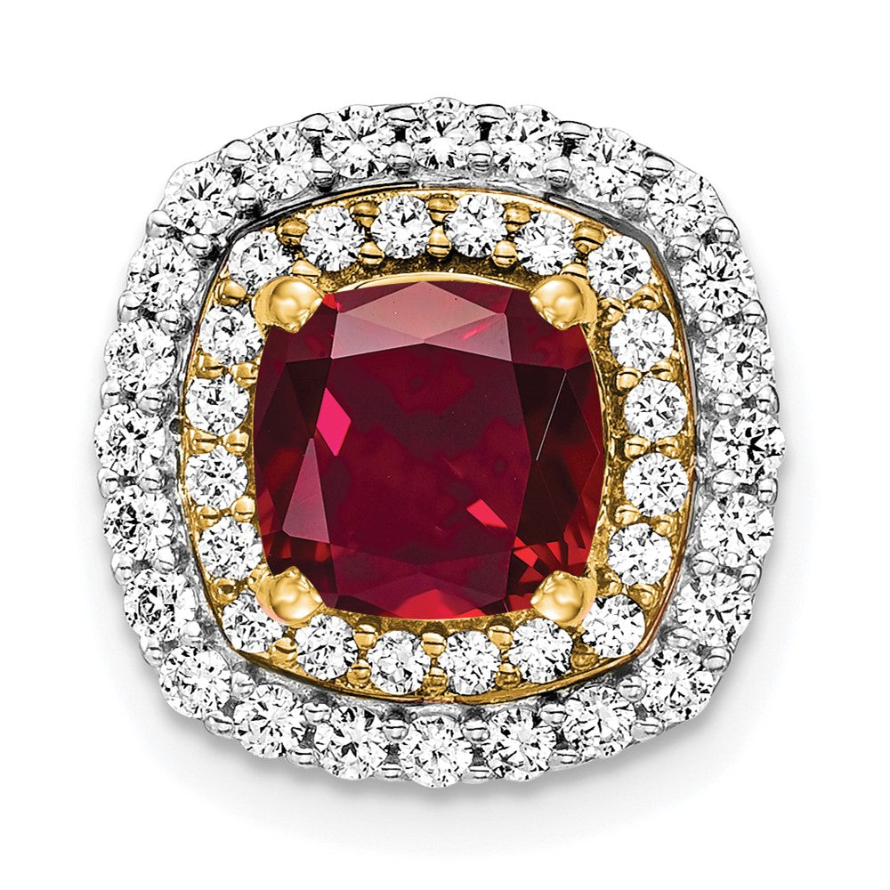 14k Two-tone Two Tone 1/2 Ct. Lab Grown Diamond VS/SI+ G+ and Lab Created Ruby Chain Slide Pendant