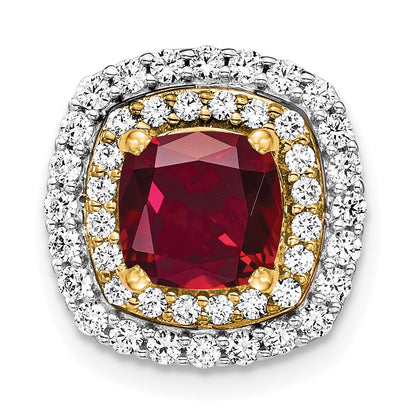 14k Two-tone Two Tone 1/2 Ct. Lab Grown Diamond VS/SI+ G+ and Lab Created Ruby Chain Slide Pendant