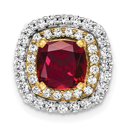 14k Two-tone Two Tone 1/2 Ct. Lab Grown Diamond VS/SI+ G+ and Lab Created Ruby Chain Slide Pendant