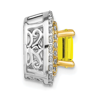 14k Two-tone Two Tone 1/2 Ct. Lab Grown Diamond VS/SI+ G+ and Lab Created Yellow Sapphire Chain Slide Pendant
