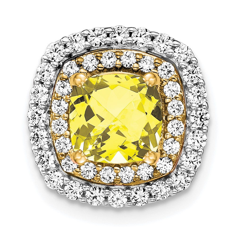 14k Two-tone Two Tone 1/2 Ct. Lab Grown Diamond VS/SI+ G+ and Lab Created Yellow Sapphire Chain Slide Pendant