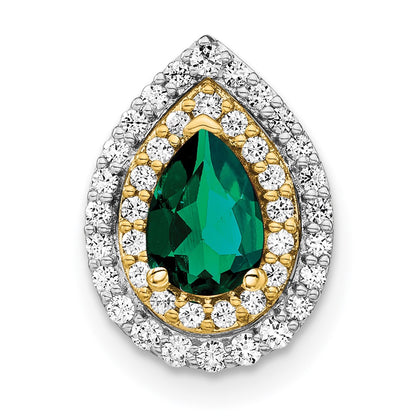 14k Two-tone Two Tone 1/2 Ct. Lab Grown Diamond VS/SI+ G+ and Lab Created Emerald Chain Slide Pendant