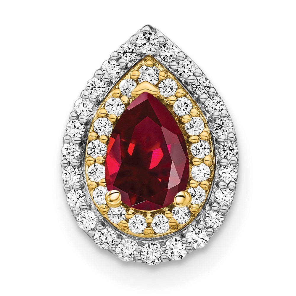 14k Two-tone Two Tone 1/2 Ct. Lab Grown Diamond VS/SI+ G+ and Lab Created Ruby Chain Slide Pendant