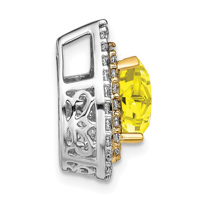14k Two-tone Two Tone 1/2 Ct. Lab Grown Diamond VS/SI+ G+ and Lab Created Yellow Sapphire Chain Slide Pendant