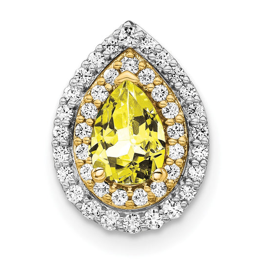 14k Two-tone Two Tone 1/2 Ct. Lab Grown Diamond VS/SI+ G+ and Lab Created Yellow Sapphire Chain Slide Pendant