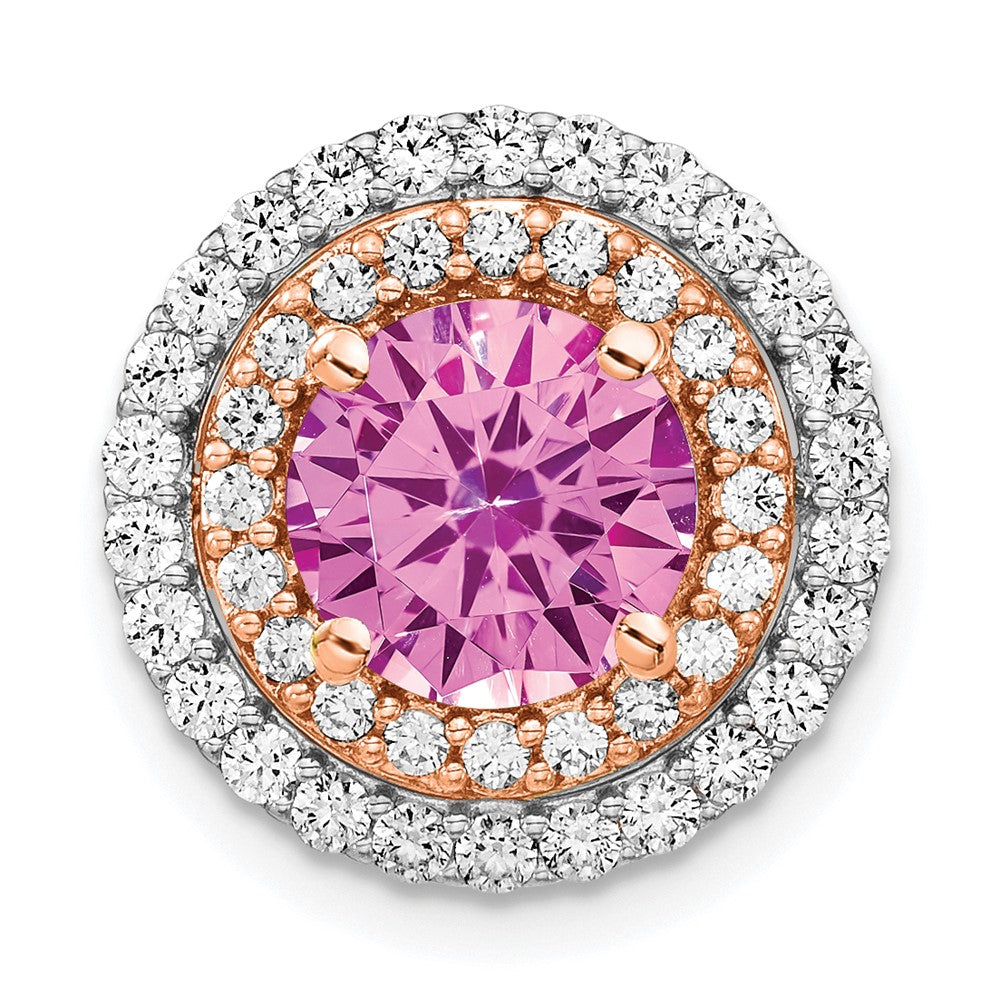 14K White/Rose Gold Two-Tone Lab Grown VS/SI FGH Diamond & Created Pink Sapphire Pendant