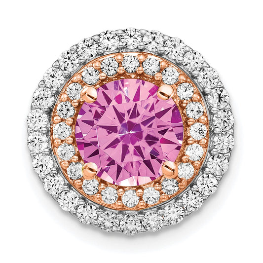 14K White/Rose Gold Two-Tone Lab Grown VS/SI FGH Diamond & Created Pink Sapphire Pendant