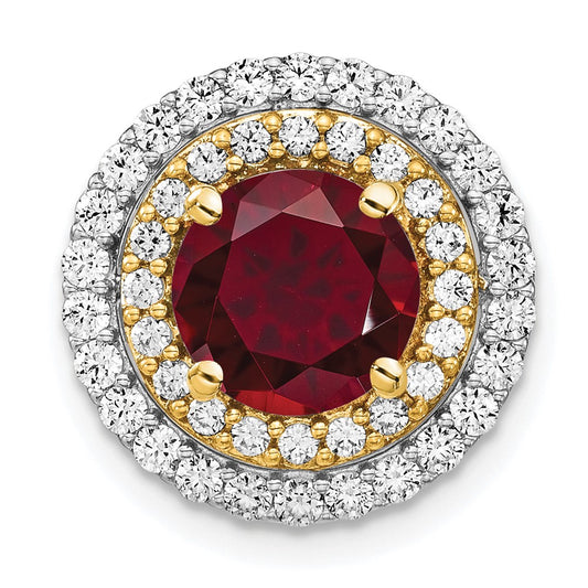 14k Two-tone Two Tone 5/8 Ct. Lab Grown Diamond VS/SI+ G+ and Lab Created Ruby Chain Slide Pendant