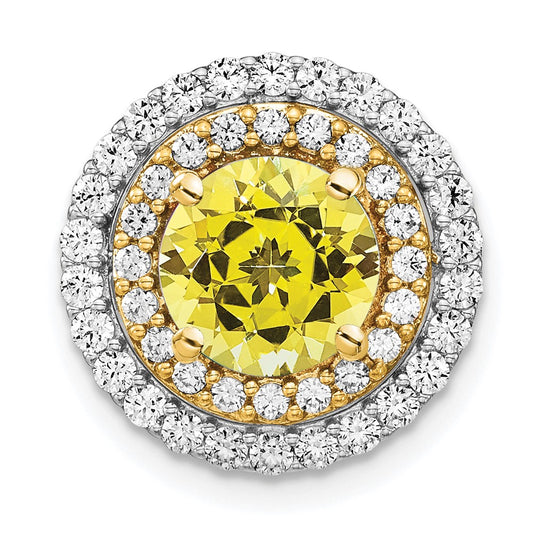 14k Two-tone Two Tone 5/8 Ct. Lab Grown Diamond VS/SI+ G+ and Lab Created Yellow Sapphire Chain Slide Pendant