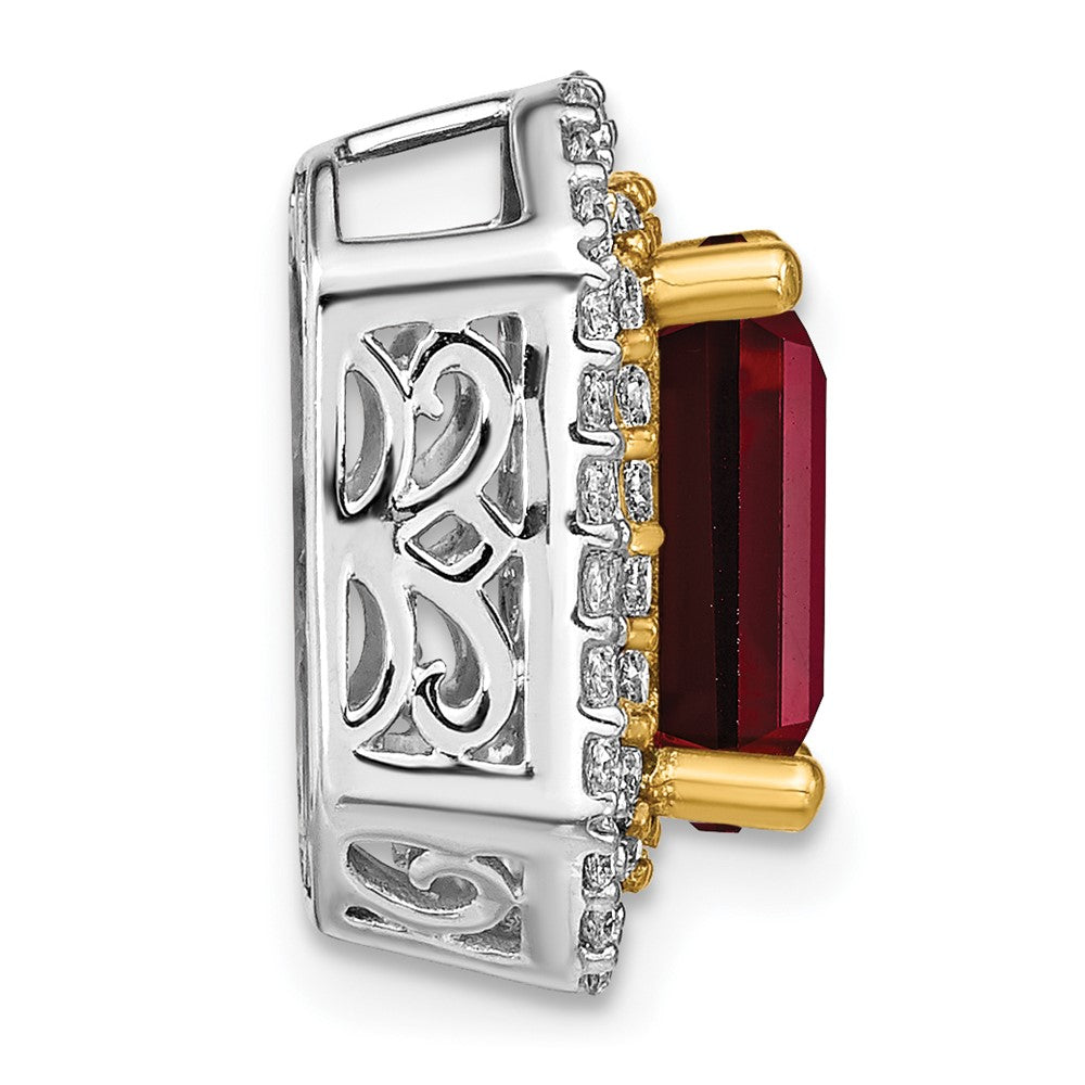 14k Two-tone Two Tone 5/8 Ct. Lab Grown Diamond VS/SI+ G+ and Lab Created Ruby Chain Slide Pendant