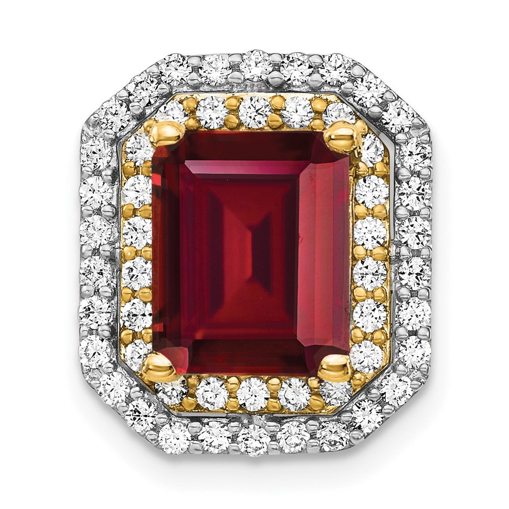 14k Two-tone Two Tone 5/8 Ct. Lab Grown Diamond VS/SI+ G+ and Lab Created Ruby Chain Slide Pendant