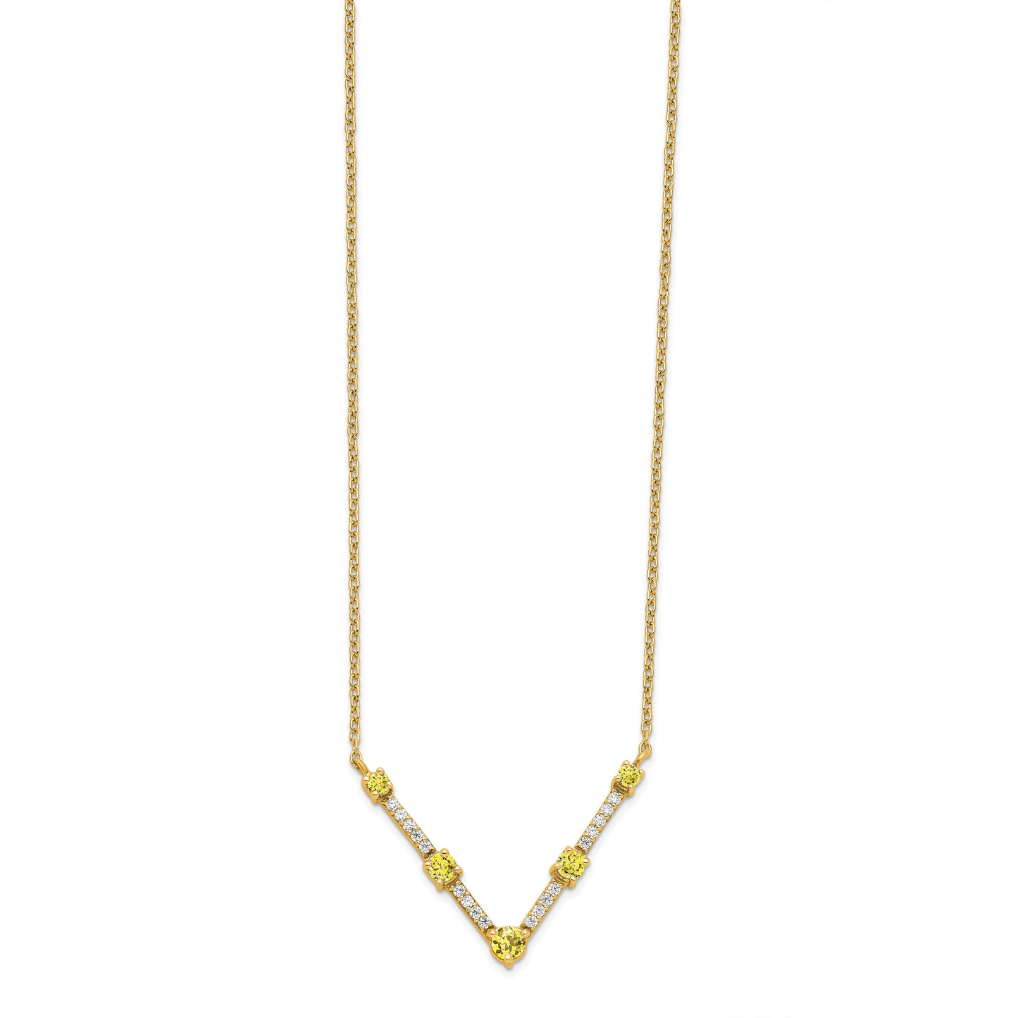 14k Yellow Gold 1/10 Ct. Lab Grown Diamond VS/SI+ G+ and Lab Created Sapphire 18 inch Necklace