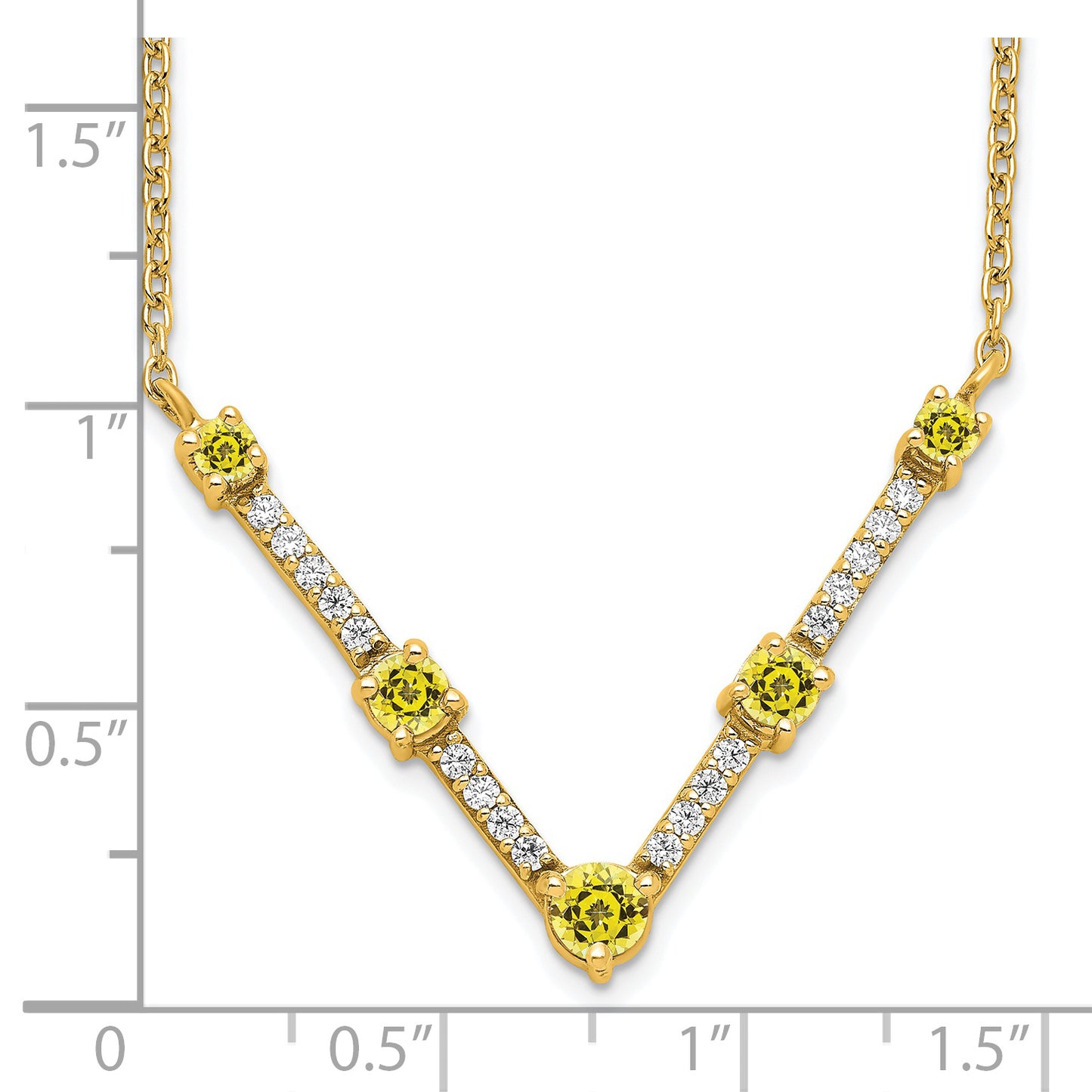 14k Yellow Gold 1/10 Ct. Lab Grown Diamond VS/SI+ G+ and Lab Created Sapphire 18 inch Necklace