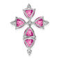 14K White Gold Lab Grown VS/SI+ G+ Diamond & Created Pink Sapphire Pendant