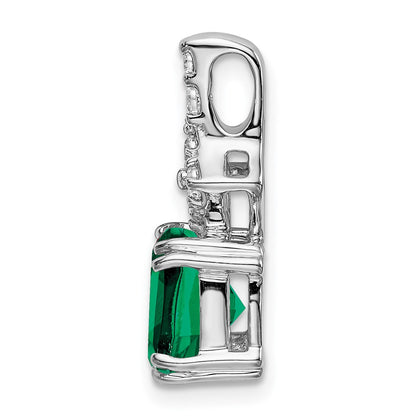 14k White Gold 1/5 Ct. Lab Grown Diamond VS/SI+ G+ and Lab Created Emerald Pendant