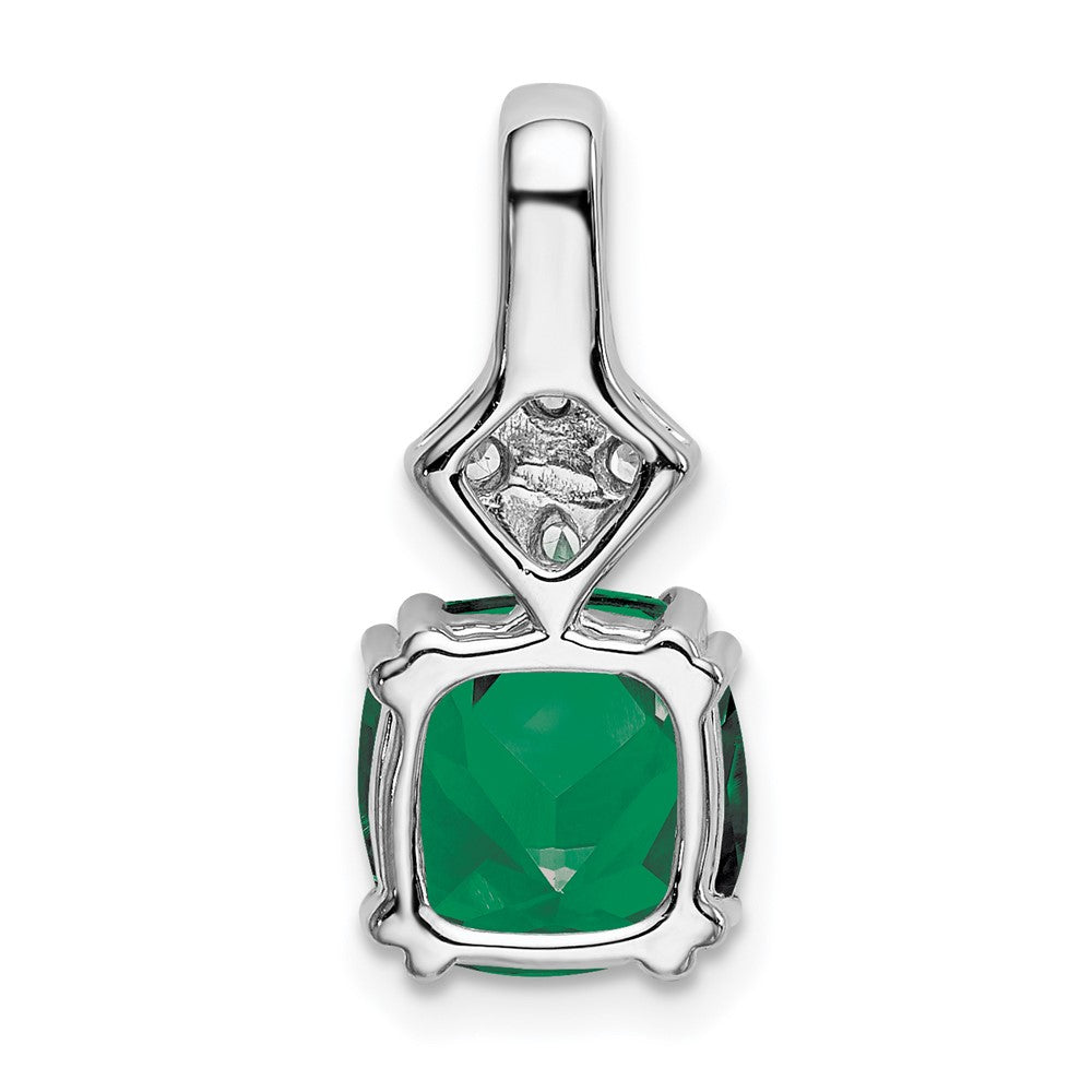 14k White Gold 1/5 Ct. Lab Grown Diamond VS/SI+ G+ and Lab Created Emerald Pendant