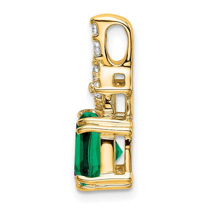 14k Yellow Gold 1/5 Ct. Lab Grown Diamond VS/SI+ G+ and Lab Created Emerald Pendant