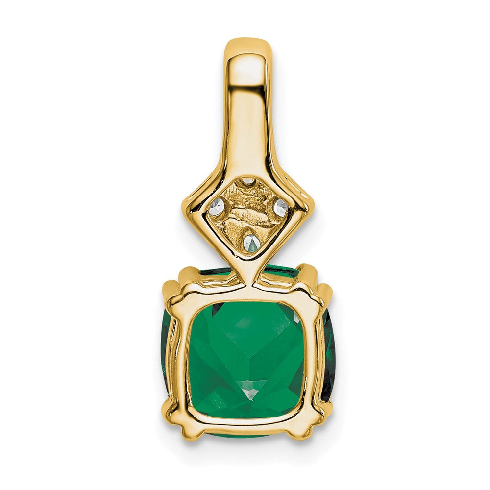 14k Yellow Gold 1/5 Ct. Lab Grown Diamond VS/SI+ G+ and Lab Created Emerald Pendant