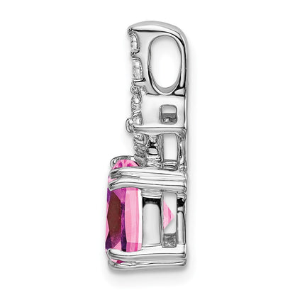 14k White Gold 1/5 Ct. Lab Grown Diamond VS/SI+ G+ and Lab Created Pink Sapphire Pendant