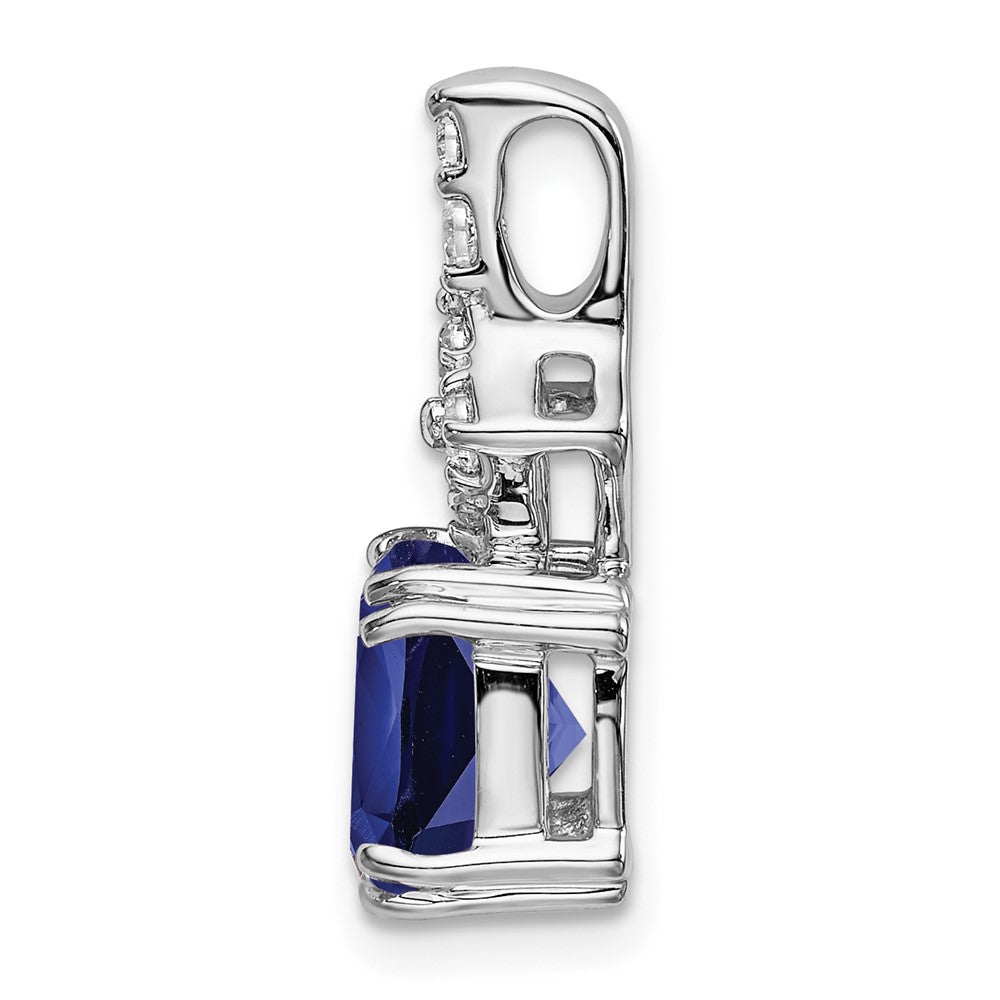 14k White Gold 1/5 Ct. Lab Grown Diamond VS/SI+ G+ and Lab Created Blue Sapphire Pendant