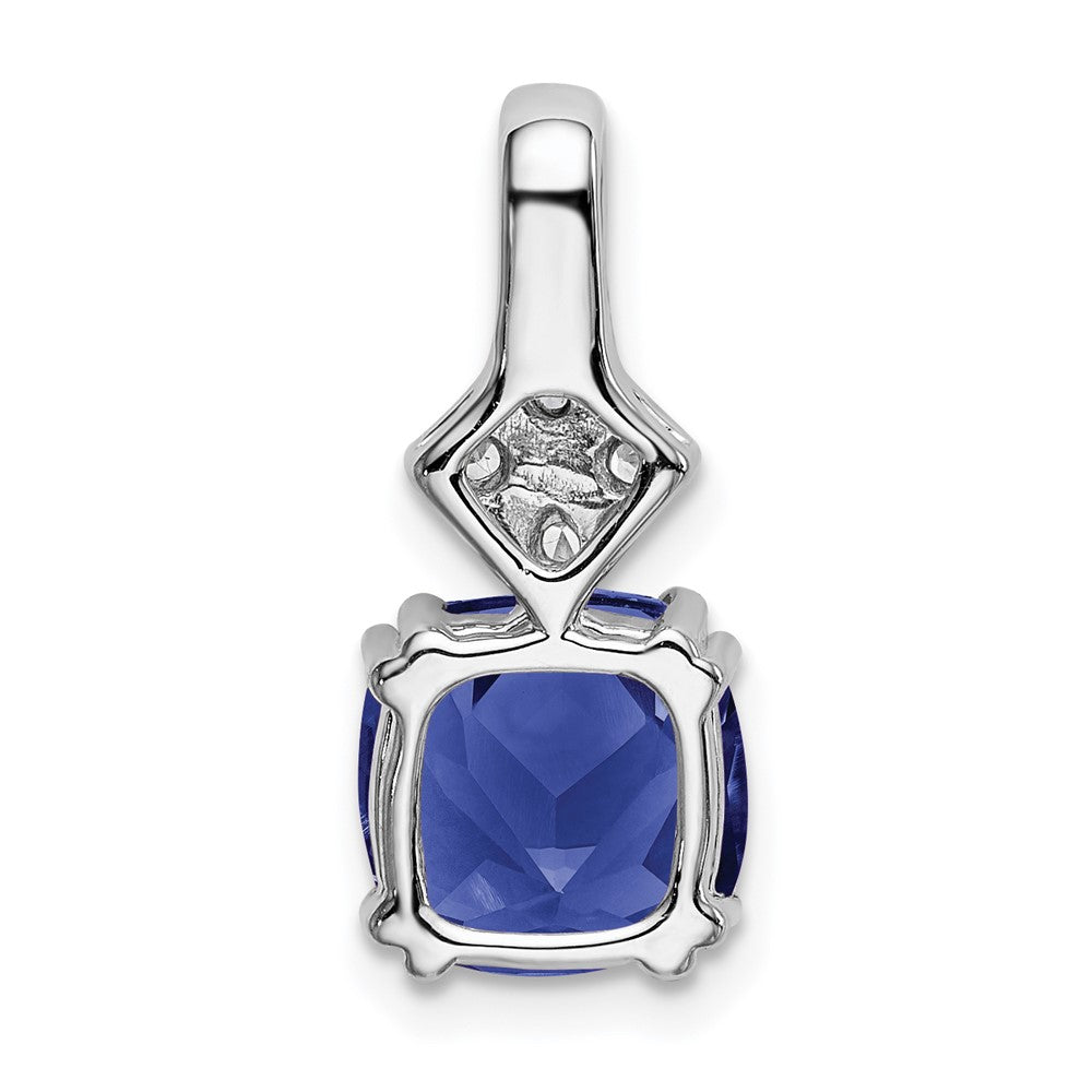 14k White Gold 1/5 Ct. Lab Grown Diamond VS/SI+ G+ and Lab Created Blue Sapphire Pendant