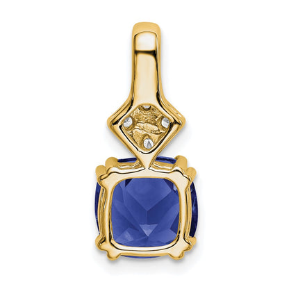 14k Yellow Gold 1/5 Ct. Lab Grown Diamond VS/SI+ G+ and Lab Created Blue Sapphire Pendant