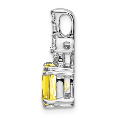 14K White Gold Lab Grown VS/SI FGH Diamond & Created Yellow Sapphire Pendant